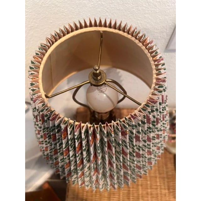 Traditional Porcelain Lamp With Floral Pleated Empire Lampshade For Sale - Image 3 of 3