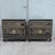 Elegant pair of vintage Cantonese nightstands featuring glossy black lacquer finishes accented with hand-painted floral,...