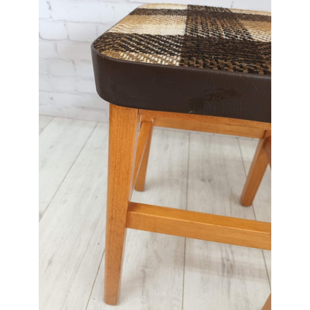 Vintage Stool English Maid Stools with Wooden Tartan Seat, 1960s, Set of 3 For Sale - Image 13 of 15
