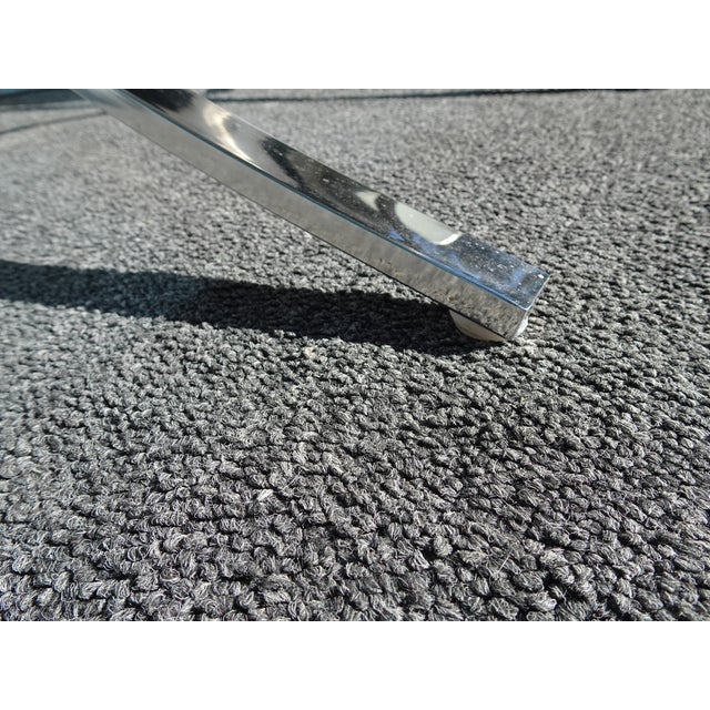 Pair of Mid Century Modern Tufted Side Chairs ~ Barcelona Style For Sale - Image 10 of 12