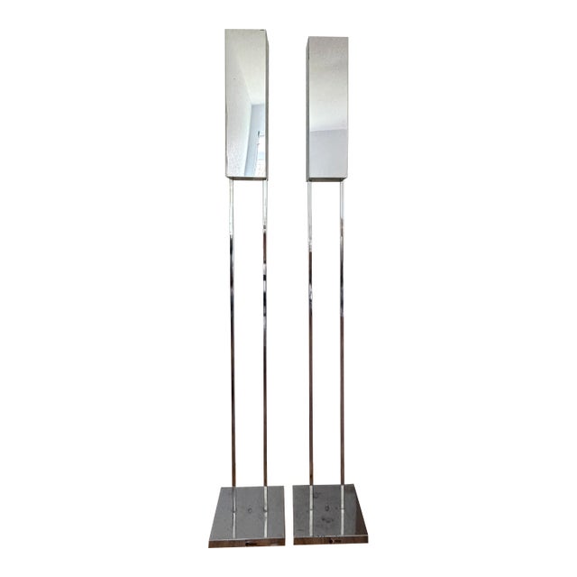 1980s Robert Sonneman Tall Floor Lamp Pair For Sale