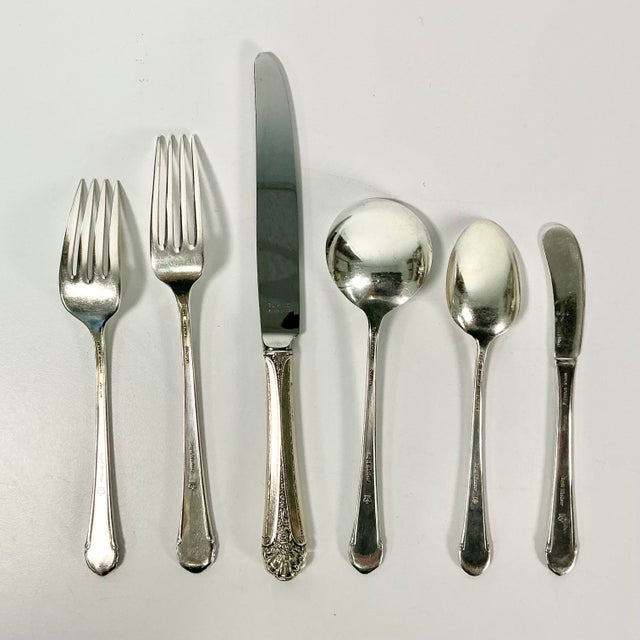 1935 Vintage Hollywood Regency Neoclassical Royal Windsor Sterling Silver Flatware - Set of 71. For Sale - Image 11 of 18
