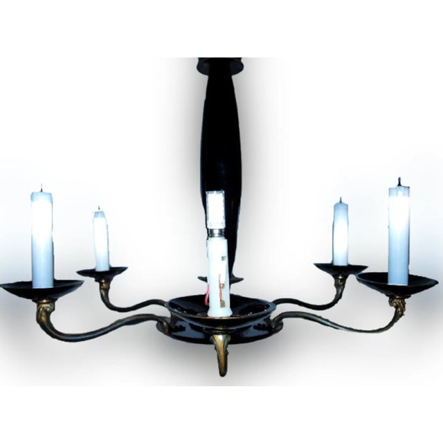 Mid-Century Modern Brass Chandelier For Sale - Image 3 of 10