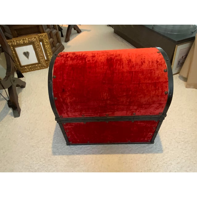 Late 20th Century 20th Century Red Velvet Dome Top Trunk For Sale - Image 5 of 8