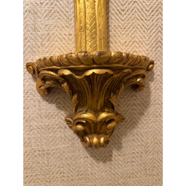 Wood 1940s Ornate Pair of Carved Giltwood Wall Shelves For Sale - Image 7 of 10