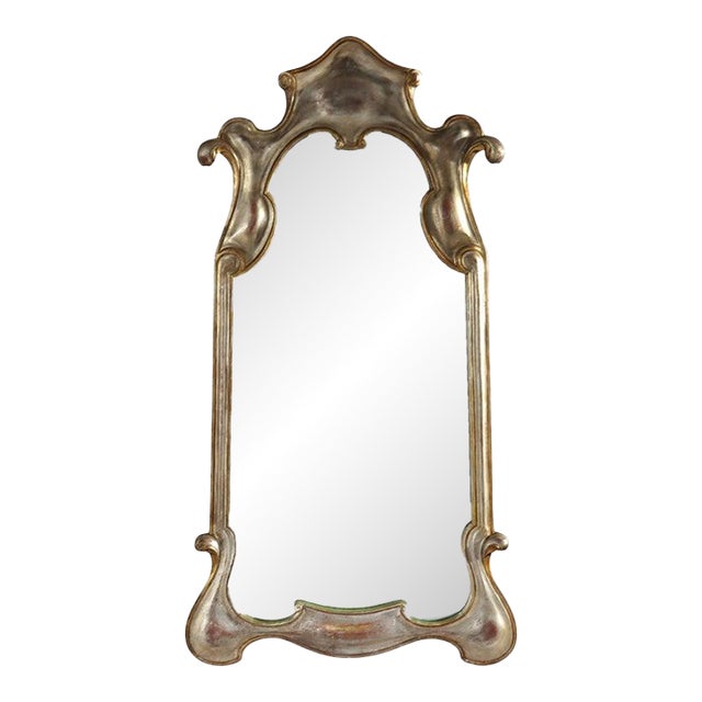 Vintage French Art Nouveau Gilt Wood Mirror Unsigned 20thC For Sale