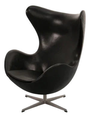 Egg Chair in Black Leather by Arne Jacobsen, 1960s