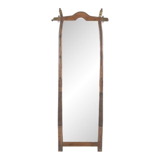 Vintage Indian Teakwood Arched Top Mirror For Sale