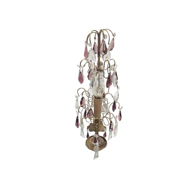 Bronze & Crystal Table Lamp, France, 1940s For Sale