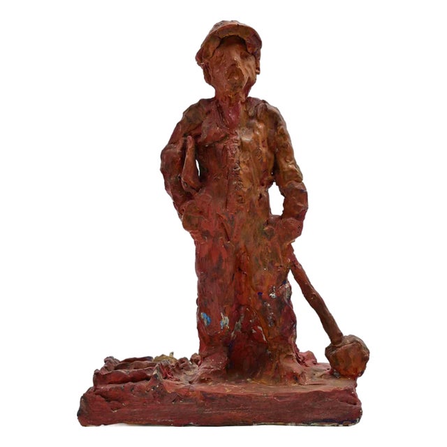 Sirio Pellegrini, Modern Worker Sculpture, 1960s, Terracotta For Sale