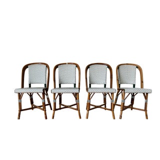 70's Vintage Maison Drucker - Style French Bistro Rattan Dining Chairs, Set of 4 For Sale