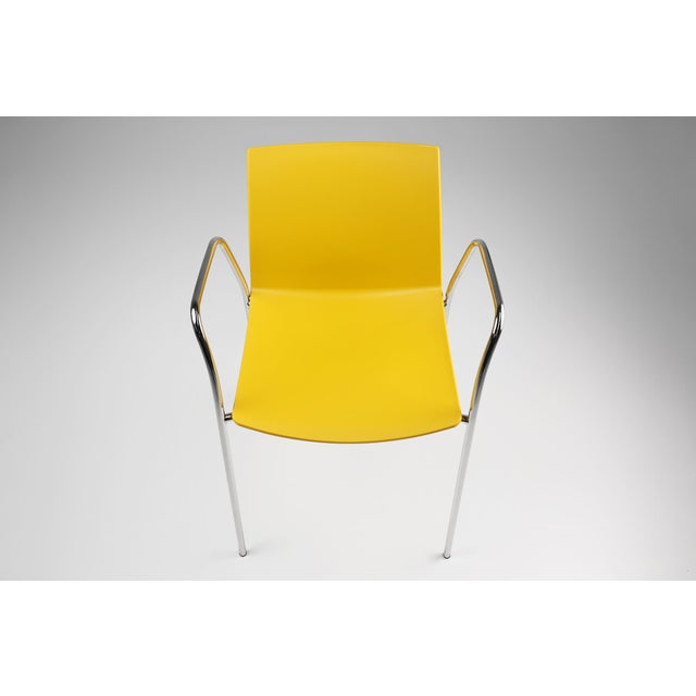 Mid-Century Yellow Chair with Metal Frame and Plastic Seat, Belgium For Sale - Image 6 of 12