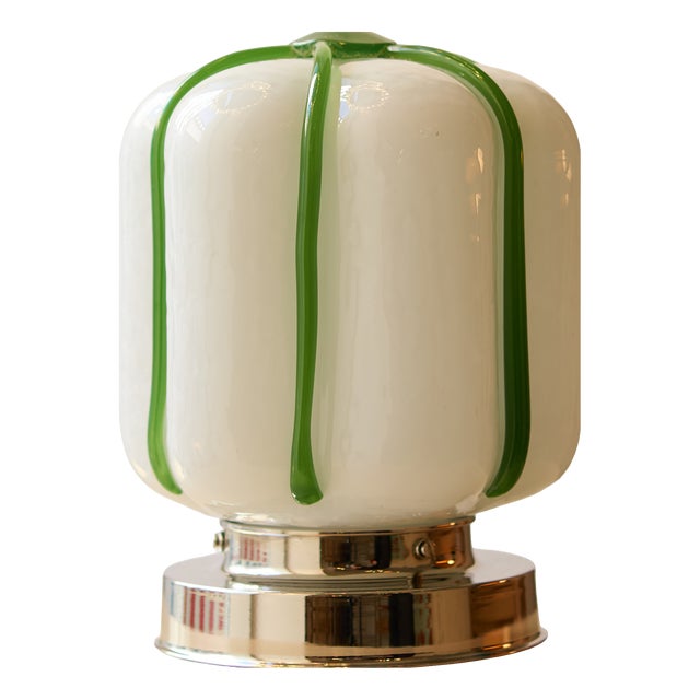 Nickel Plated Brass and Sculptural Mouth-Blown Glass Ceiling Light by Zavadski For Sale