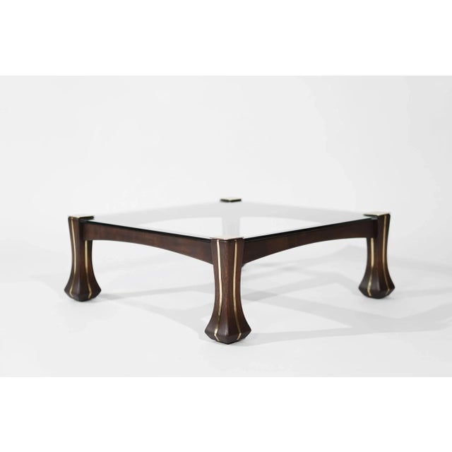 Mid-Century Modern Luciano Frigerio Mahogany and Brass "Ussaro" Coffee Table, C. 1970s For Sale - Image 3 of 11