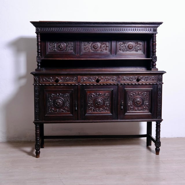 Early 20th Century Renaissance Carved Wooden Sideboard, 1920s For Sale - Image 18 of 18