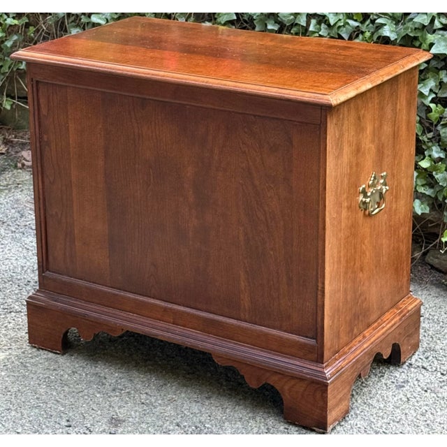 Vintage Pennsylvania house Chippendale chairside chest. Features solid cherry block front construction, three dovetailed...