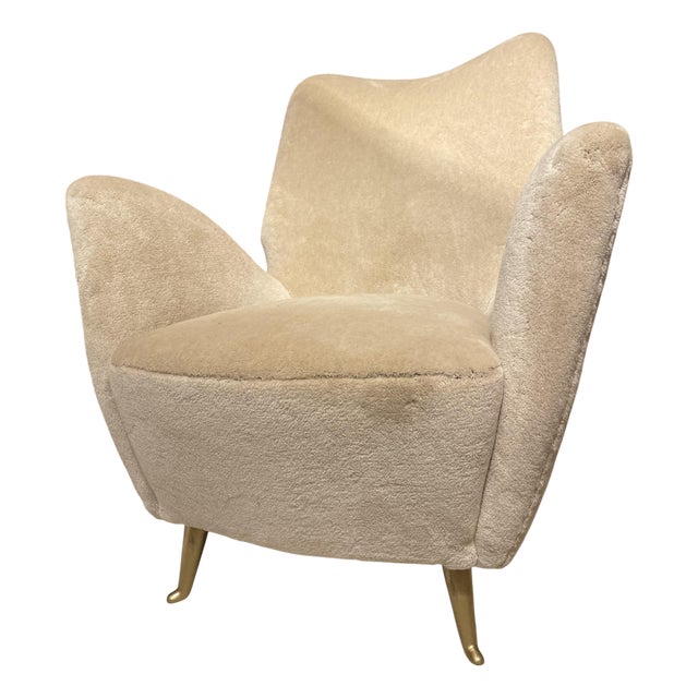 Mohair Velvet Armchairs attributed to Isa Bergamo. 1950s, Set of 2 For Sale