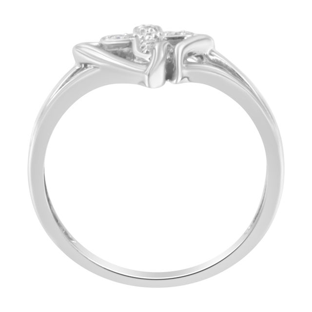 Haus of Brilliance 10K White Gold Diamond-Accented Cross & Open Heart Promise Fashion Ring (H-I Color, I1-I2 Clarity) - Size 7-1/2 For Sale - Image 4 of 7
