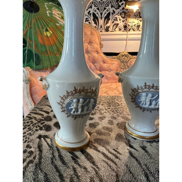 Ceramic 1970s Pair of Wedgwood Perfume Bottles With Blue and Gold Accents For Sale - Image 7 of 7