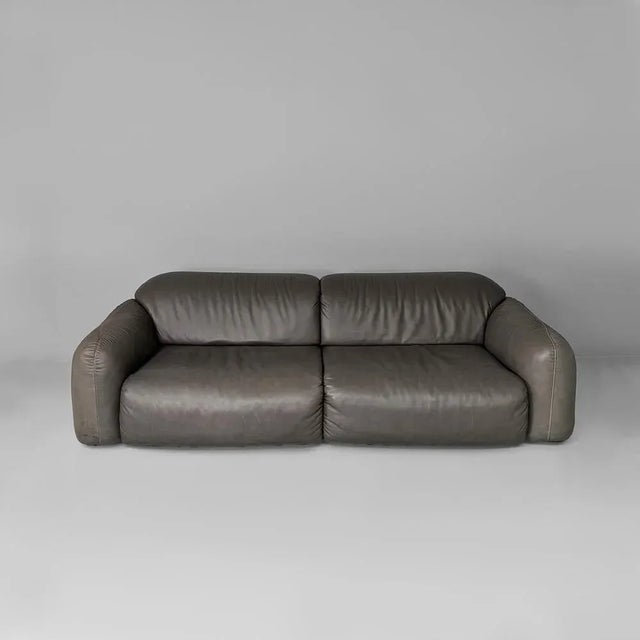 Postmodern Italian Gray Leather Piumotto Sofa from Busnelli, 2000s For Sale - Image 4 of 18