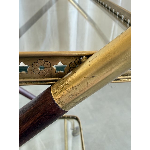 Mid-Century Modern Serving Bar Cart with Brass and Wood from Cesare Lacca, Italy, 1950s For Sale - Image 13 of 18