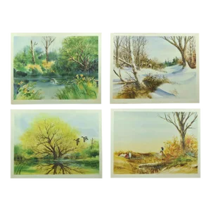 Late 20th Century Wildlife Autumn Summer Winter Spring 4 Seasons Print Art - 4 Pieces