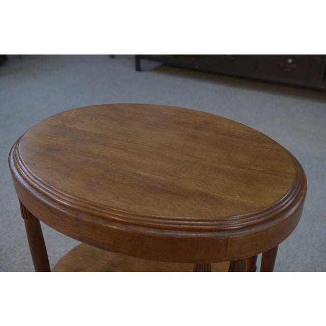 Wood Art Deco Oval Table in Oak, 1930s For Sale - Image 7 of 14