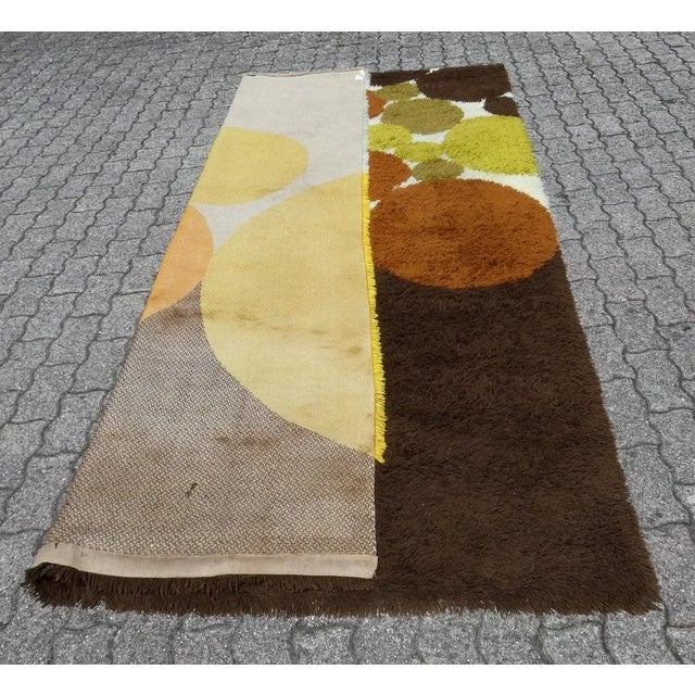 Brown Large Long-Pile Wool Rug, 1970s For Sale - Image 8 of 11