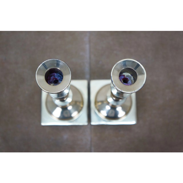 Vintage Colonial Style Solid Brass Candlesticks Candle Holders- a Pair For Sale - Image 6 of 13