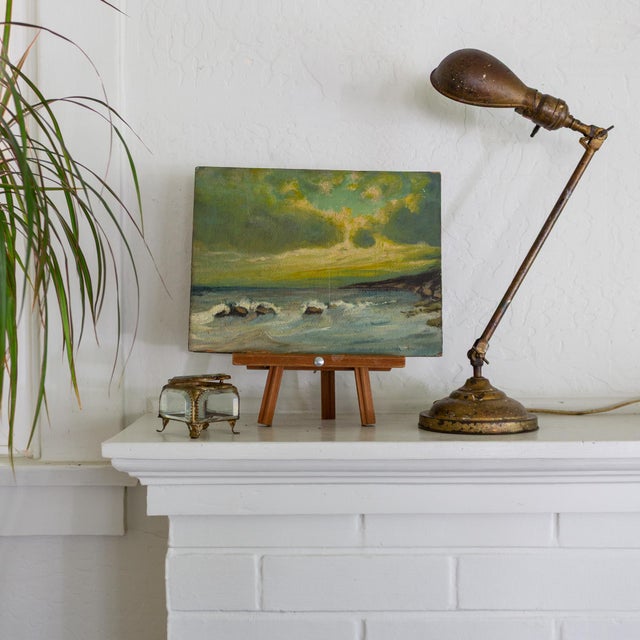 Small Impressionist Sunset Seascape Painting on Masonite Artist Unknown For Sale - Image 6 of 9