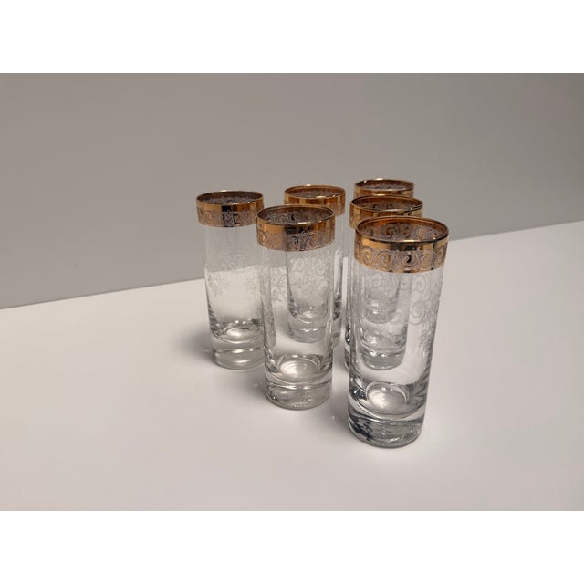 Murano Glass Medici Gold Rim Long Drink Glass Set, 1970s, Set of 6 For Sale - Image 6 of 11