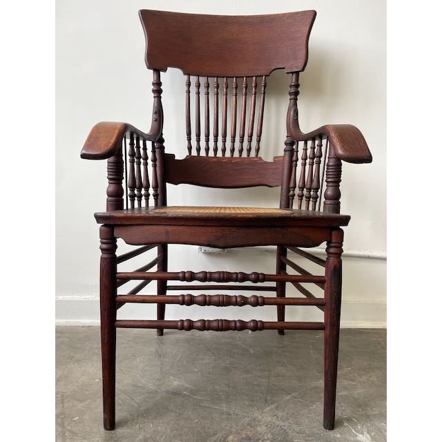 1905 Horrocks Desk Co. Oak & Cane Arm Chair For Sale - Image 11 of 13