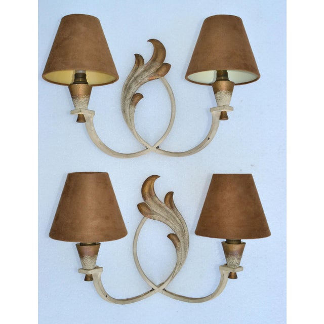 Riccardo Scarpa Wrought Iron Sconces & Shades, Wall Lights Art Deco Italy 1950 For Sale - Image 13 of 13