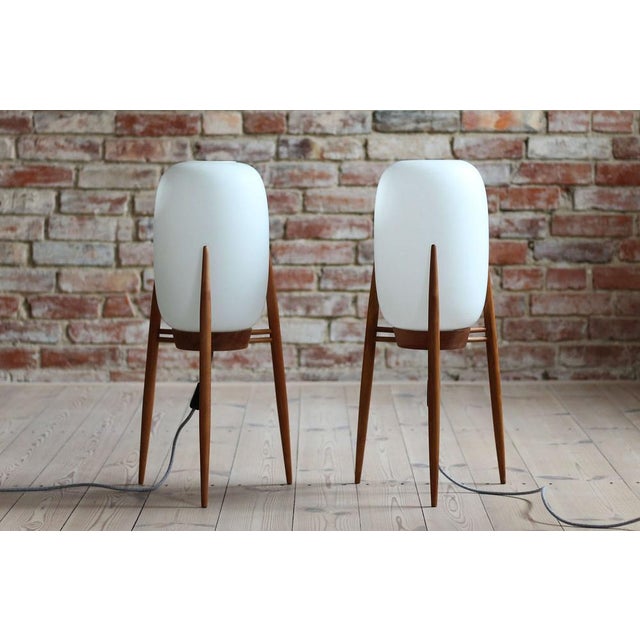 Brown Floor Lamp with Glass Lampshade from Uluv Krásná Jizba, 1960s For Sale - Image 8 of 12
