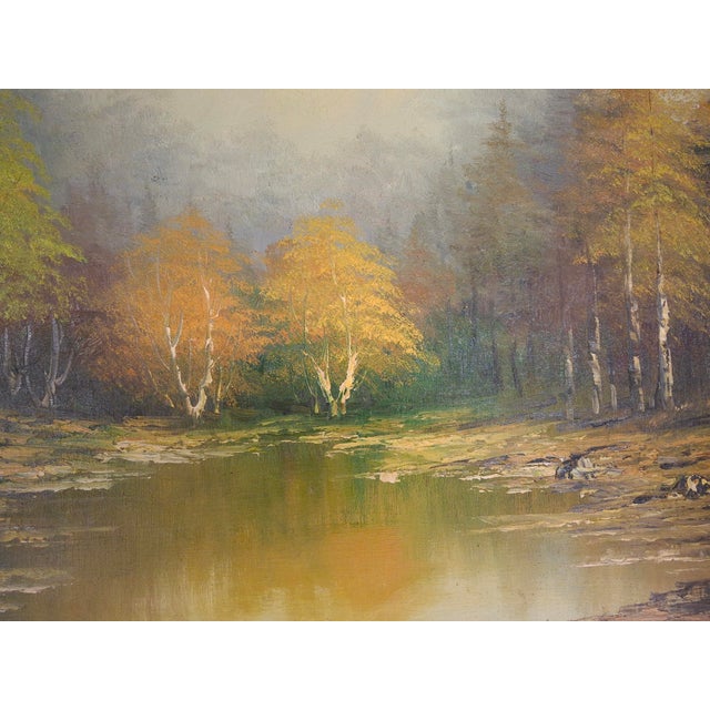 American School, 20th Century River Side Landscape, Oil on Canvas, Framed For Sale In Washington DC - Image 6 of 12