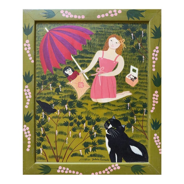 1983 Juliette Ramade Le Merle Gourmand Acrylic on Wood For Sale