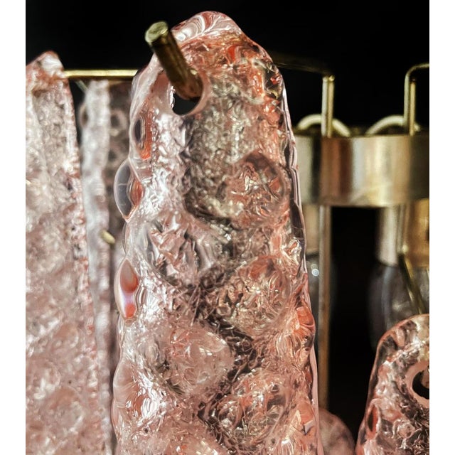 Glass Vintage Pink Glass Petal Drop Wall Sconces, Murano, 1970s, Set of 2 For Sale - Image 7 of 15