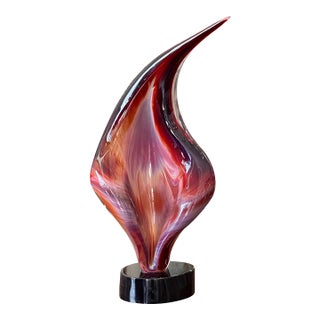 "Flame" by Dino Rosin (Italian B. 1949) Murano Art Glass Sculpture For Sale