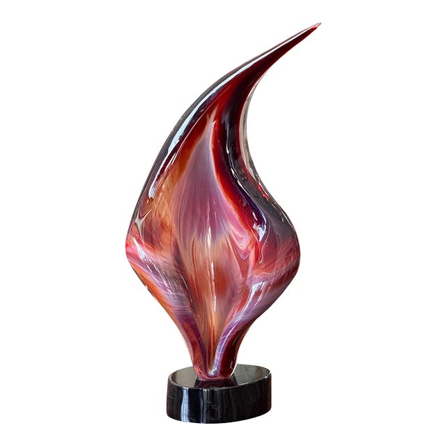 "Flame" by Dino Rosin (Italian B. 1949) Murano Art Glass Sculpture For Sale