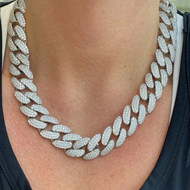 Silver Sterling Silver Cuban Chain Necklace For Sale - Image 8 of 8