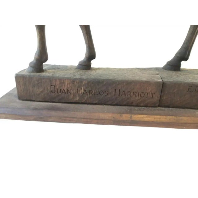 1970s Juan Carlos Harriott on His Polo Pony Carved Wood Sculpture by E. Dombrowe For Sale - Image 4 of 13