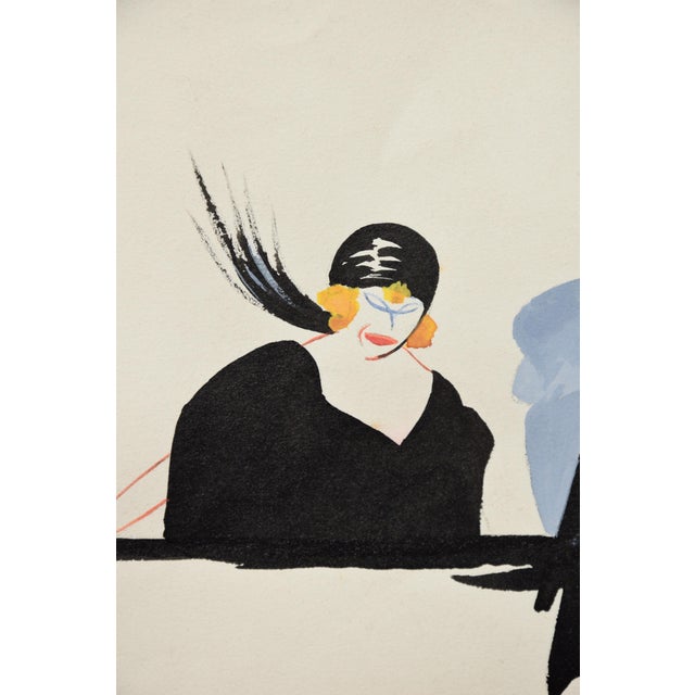 1920s Roger Guit, Theatregoers (Paris), 1920s, Ink & Watercolor For Sale - Image 5 of 9