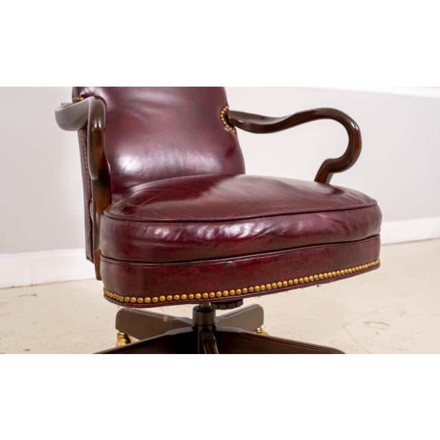 Burgundy Hancock & Moore Burgundy Leather Executive Swivel Desk Chair For Sale - Image 8 of 16