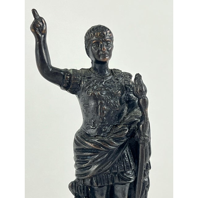 Vintage Italian Grand Tour Statuette, rich dark brown patinated cabinet bronze of the Emperor Augustus of Prima Porta,...
