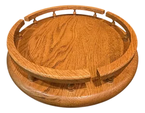Vintage Solid Oak 14" Lazy Susan With Spindle Rail