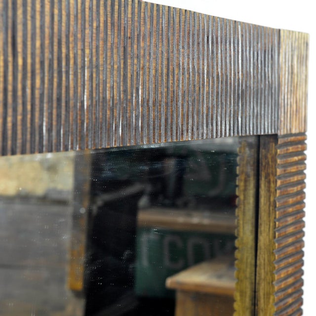 Vintage Brutalist Mirror in Oak, 1970s For Sale - Image 4 of 10