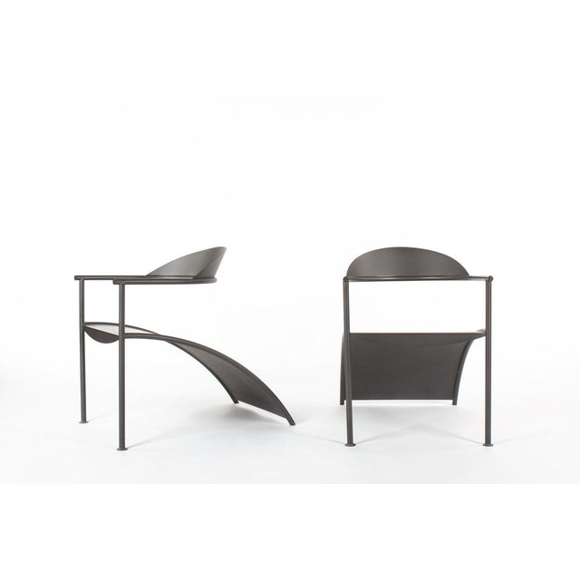 Pat Conley II Armchairs in Black Lacquered Steel by Philippe Starck for Xo, 1986, Set of 2 For Sale - Image 11 of 11