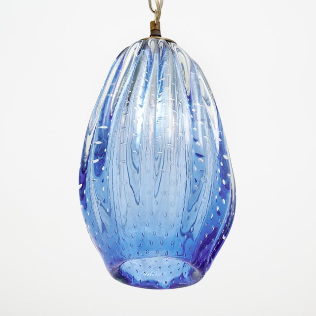 Mid-Century Modern Blue Murano Pendant For Sale - Image 3 of 10