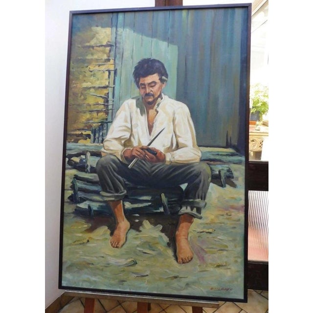 Chediac, The Worker, 1970s, Oil Painting on Canvas, Framed For Sale - Image 8 of 14