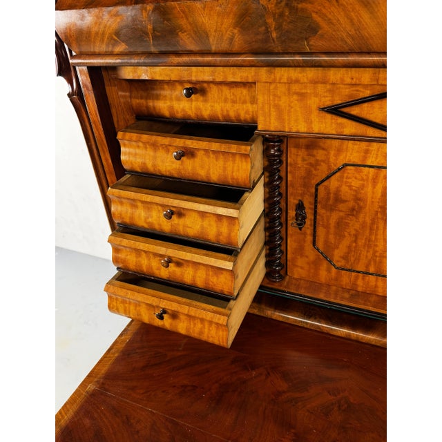 Biedermeier Oak and Mahogany Secretaire, 1860s For Sale - Image 12 of 18